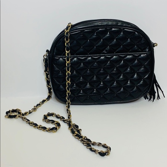 Talbots Handbags - Talbots | Black Quilted Chain Link Strap Crossbody
